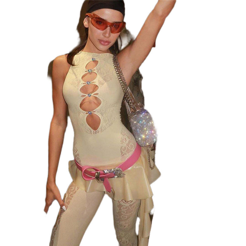 Intricate Jacquard Mesh Bodysuit - Hollow Out High Elastic Jumpsuit