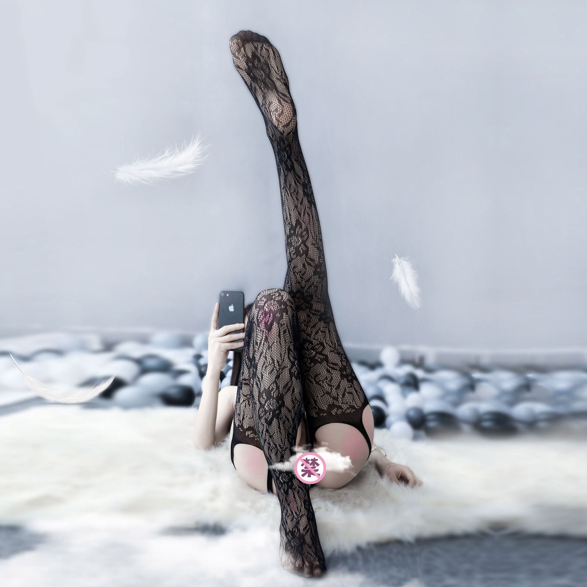 Elegant Allure Sheer Mesh Dress - One Piece with Stockings