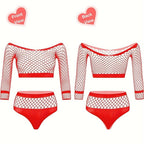 Hollow Out Mesh Nightdress - Sheer Sleepwear Set