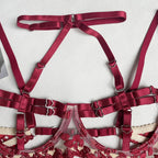 Romance in Straps Lace Lingerie - Elegant Bra and Panty Set