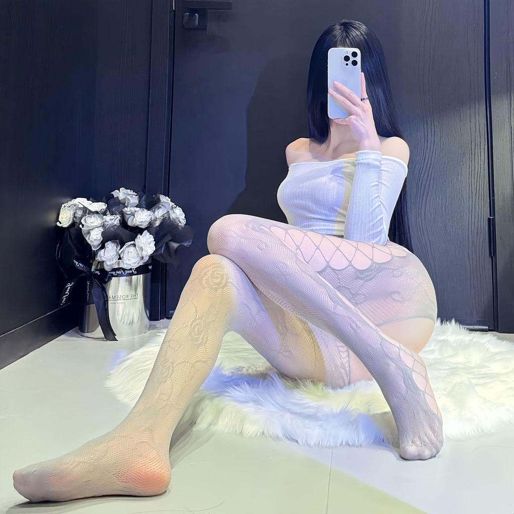 Lace Stockings Set - Garter Style Hosiery