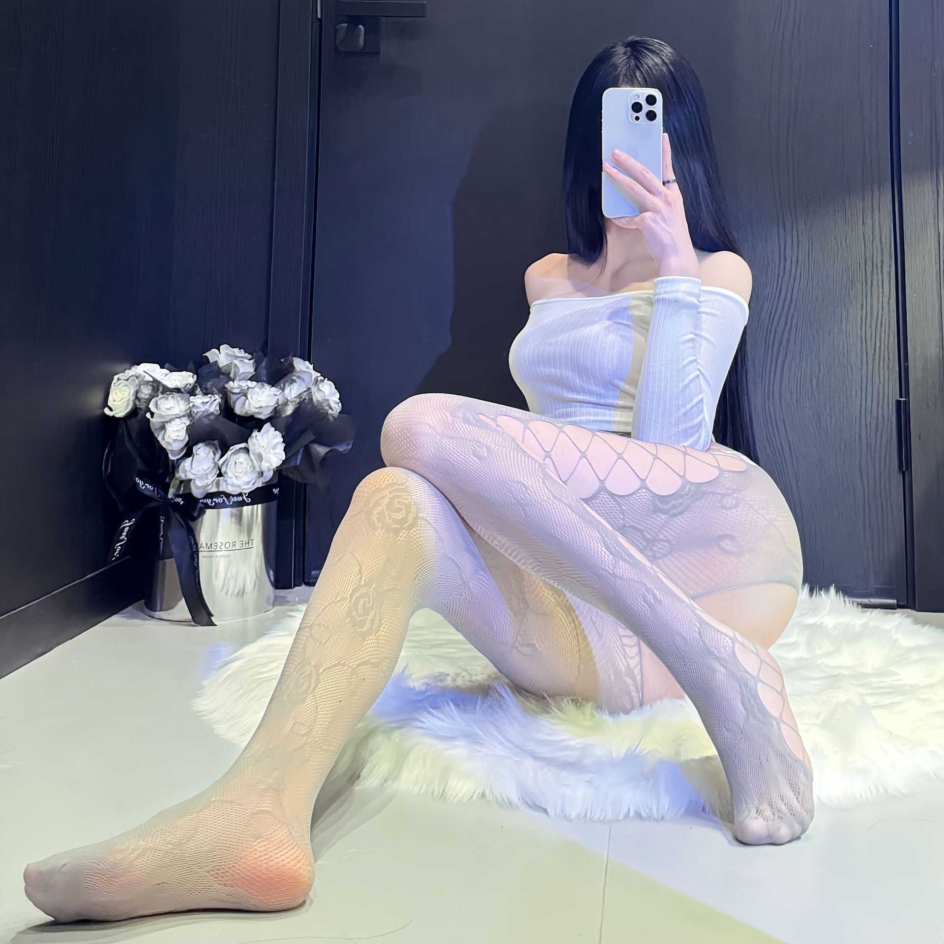 Lace Stockings Set - Garter Style Hosiery