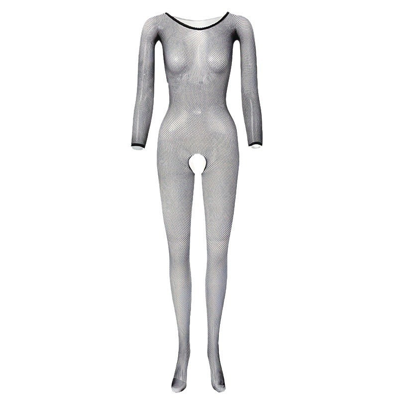 Long Sleeve Mesh Bodysuit with Fishnet Stockings
