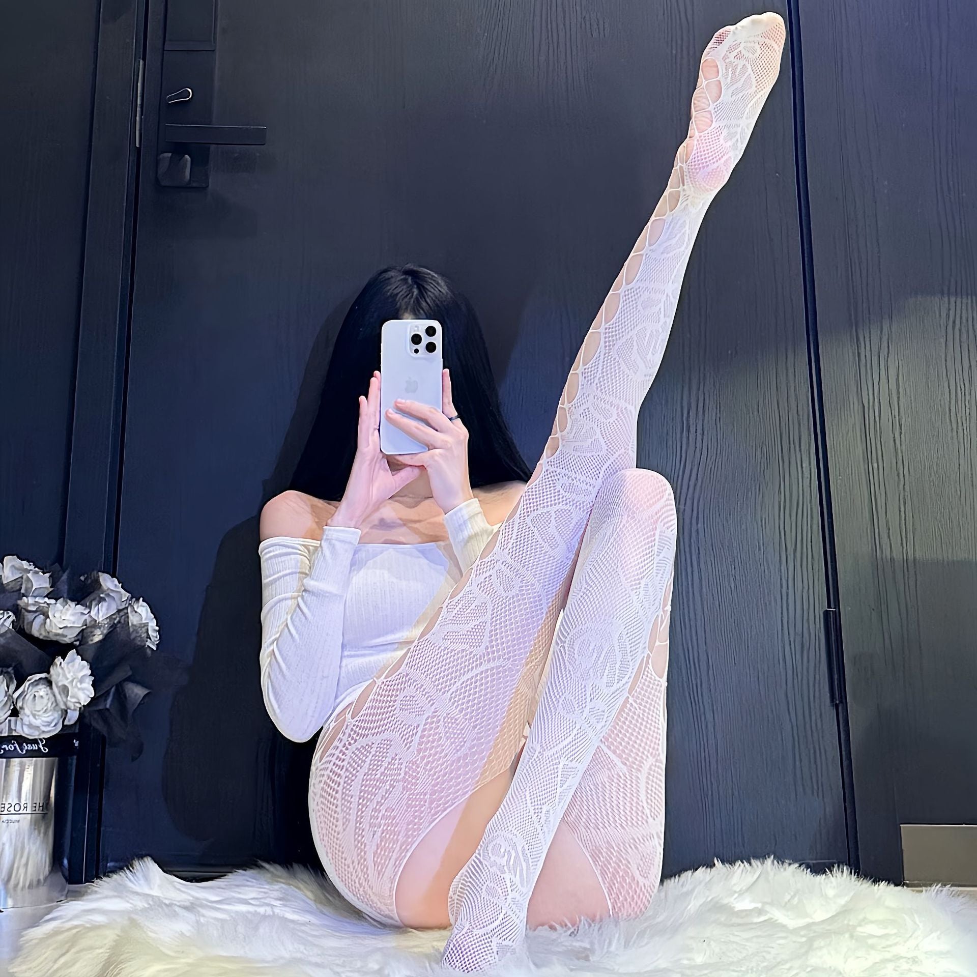 Lace Stockings Set - Garter Style Hosiery