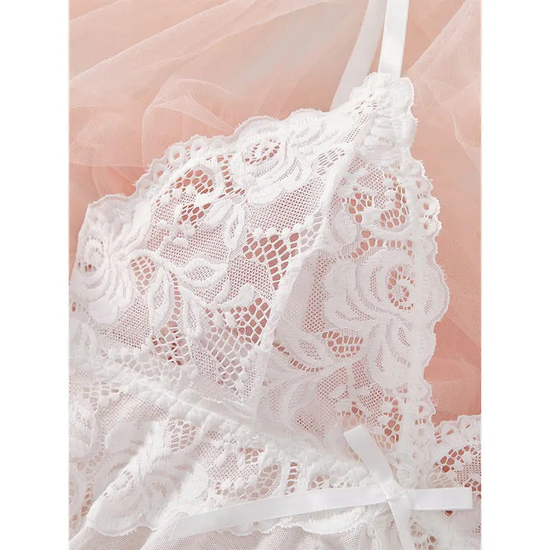 Curves Celebration Lace Nightgown - Plus Size Suspender Set