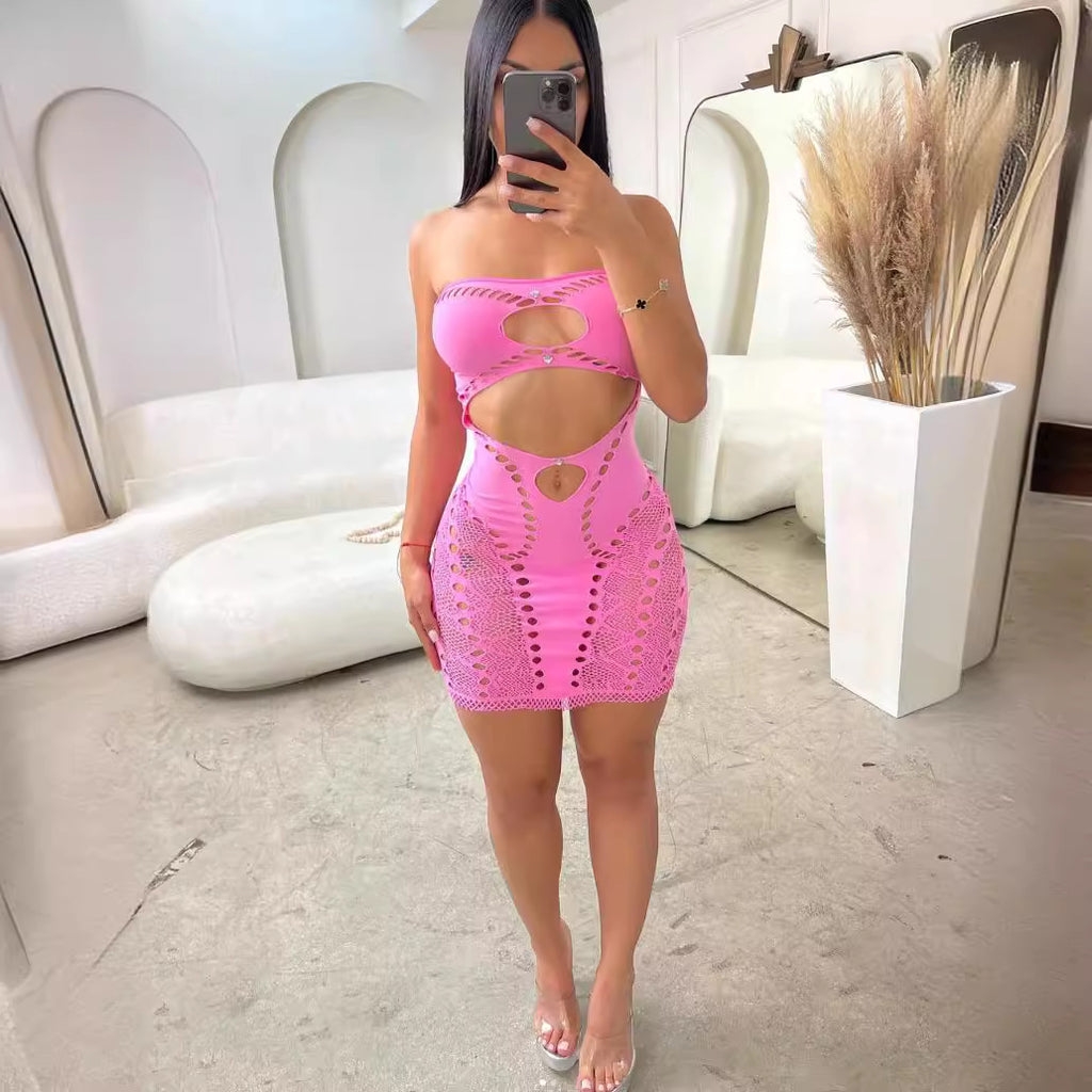 Round Neck Mesh Bodysuit - Strapless Shawl Style