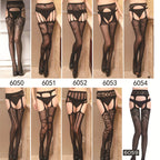 Plus Size Hollow Out Garter Pantyhose - Jacquard Fishnet Design