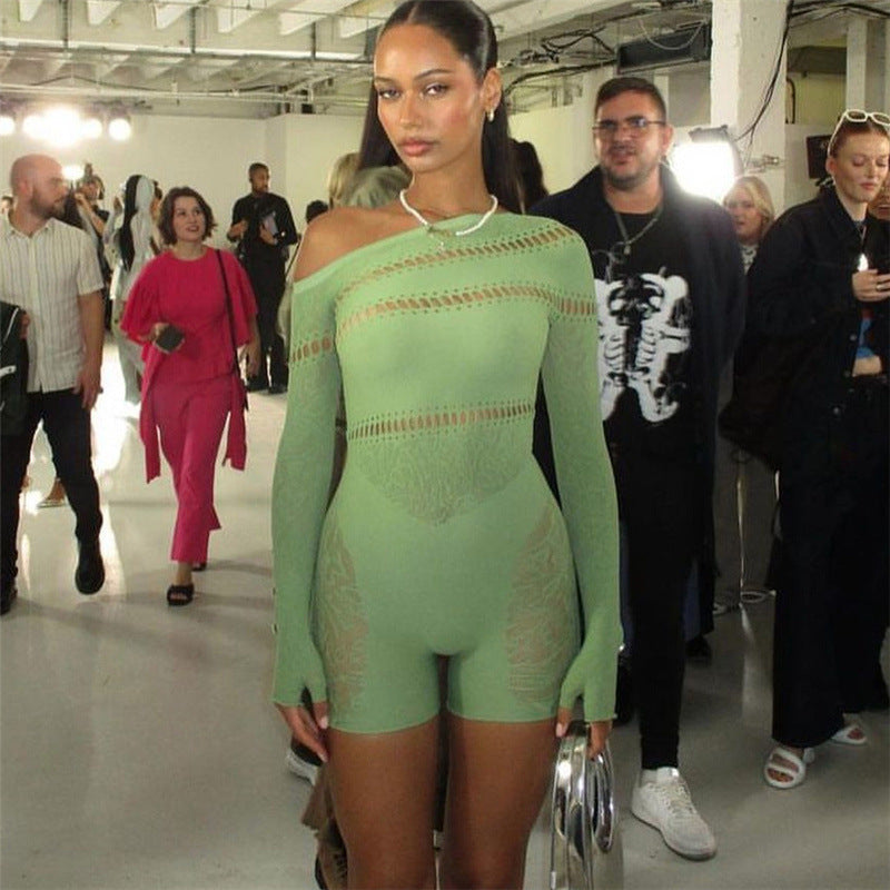 Off-Shoulder Mesh Nightdress - Fashion Sleepwear