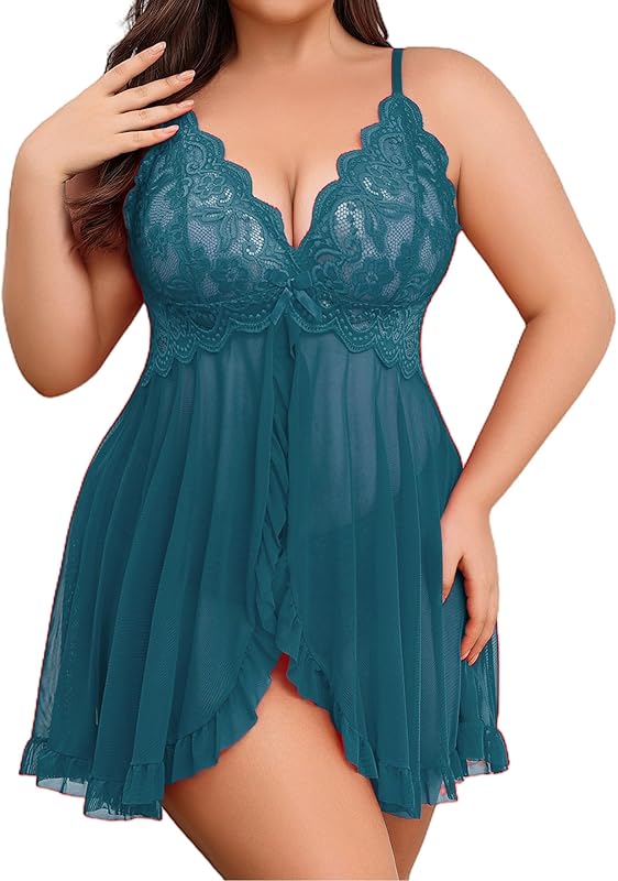 Curves Divine Plus Size Babydoll - V-Neck Open Front