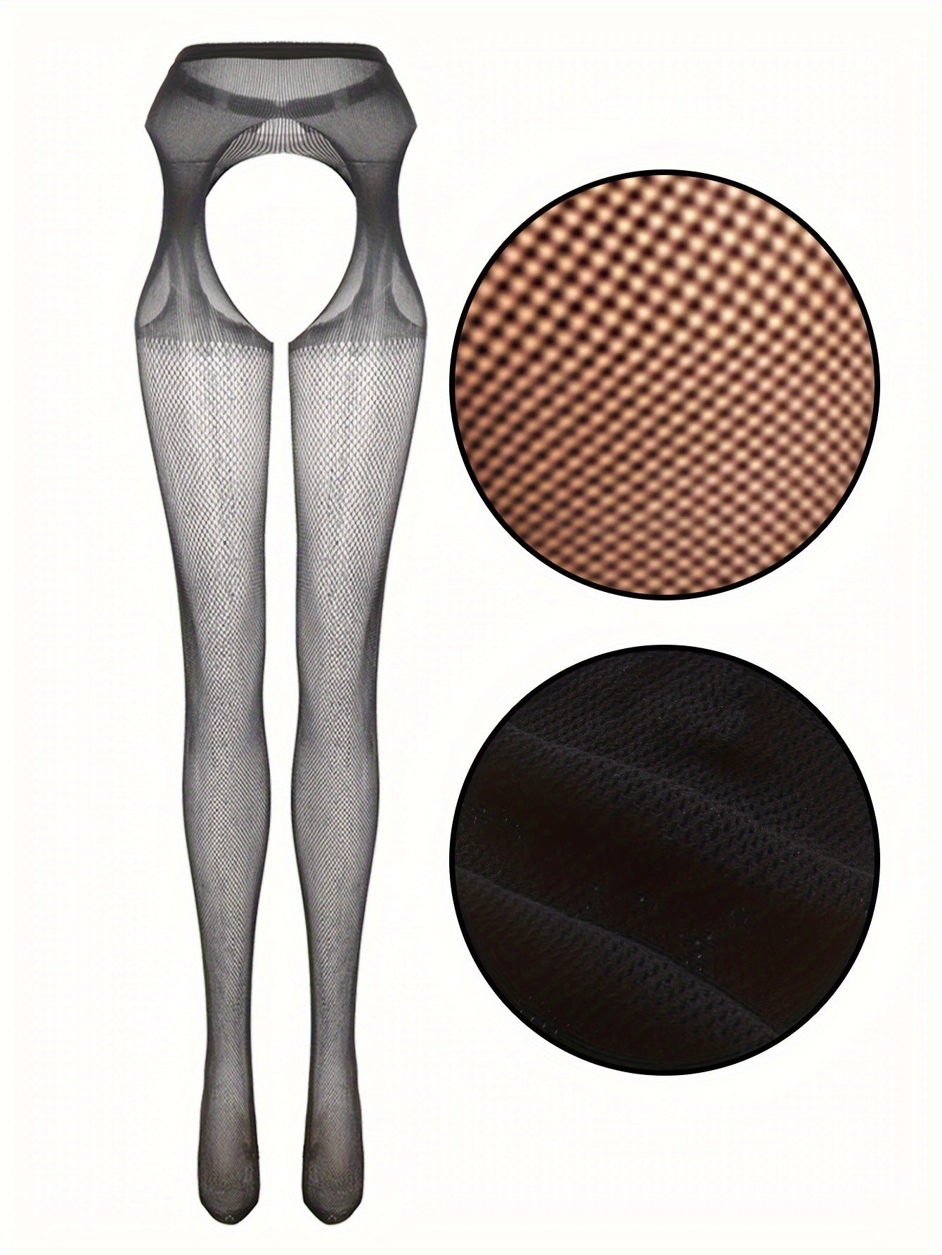 Jacquard Fishnet Pantyhose with Garter - Plus Size Tights