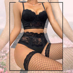 High Waist Elegance Lace Camisole - 2 Piece Lingerie Set