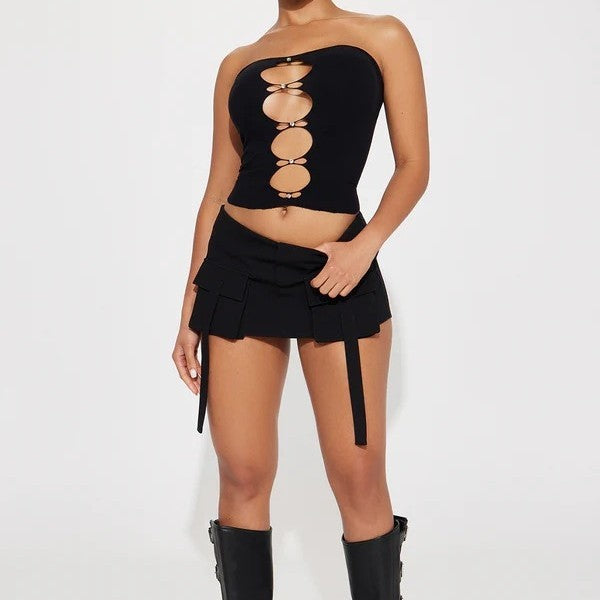 Hollow Out Tube Top Sleepwear Set - Fashion Design