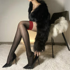 Red Edge Over-the-Knee Socks - Ultra-Thin Long Thigh Stockings