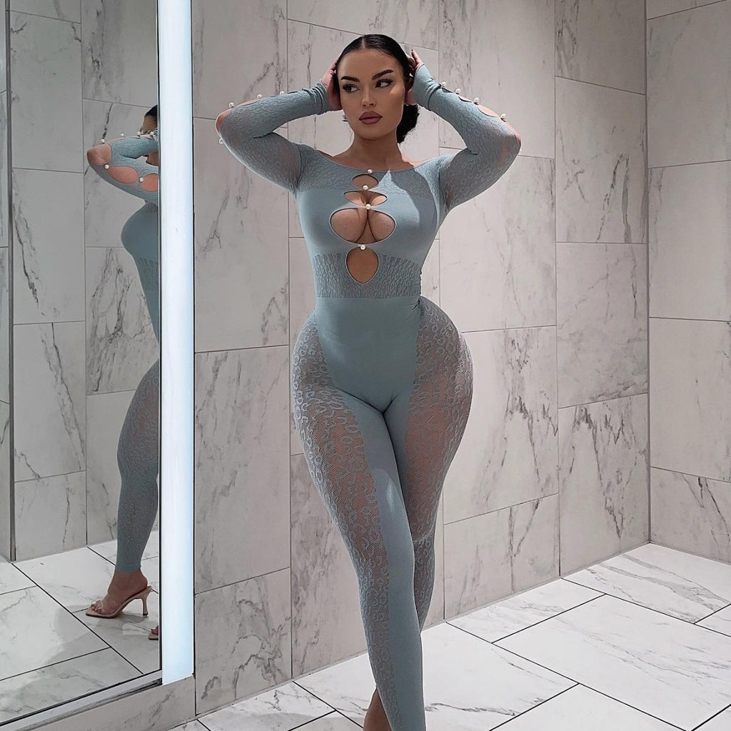 Leopard Print Jacquard Bodysuit - Animal Print Set