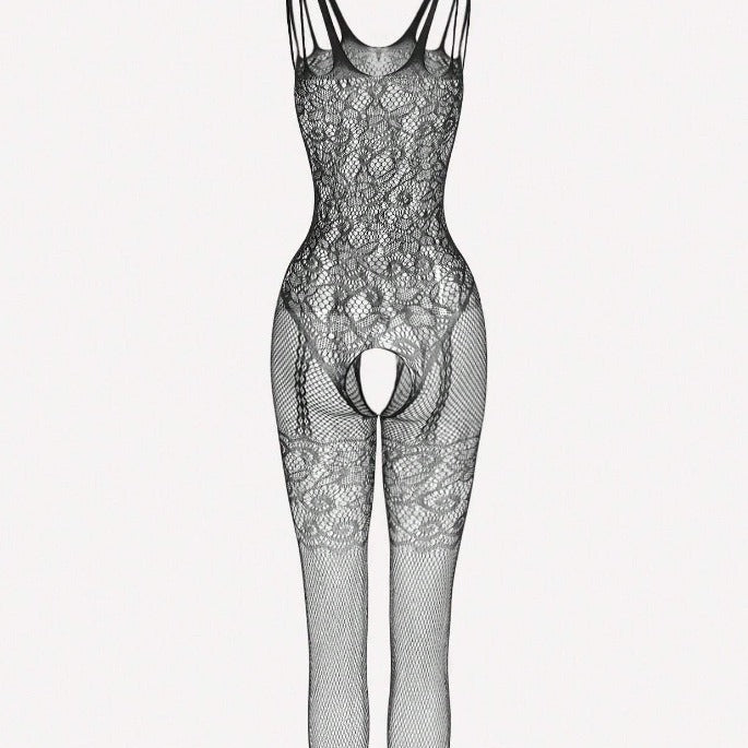 Tight-Fitting Bodysuit Pantyhose with Lace Garter Stockings Set