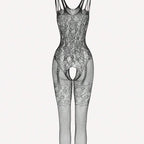 Tight-Fitting Bodysuit Pantyhose with Lace Garter Stockings Set