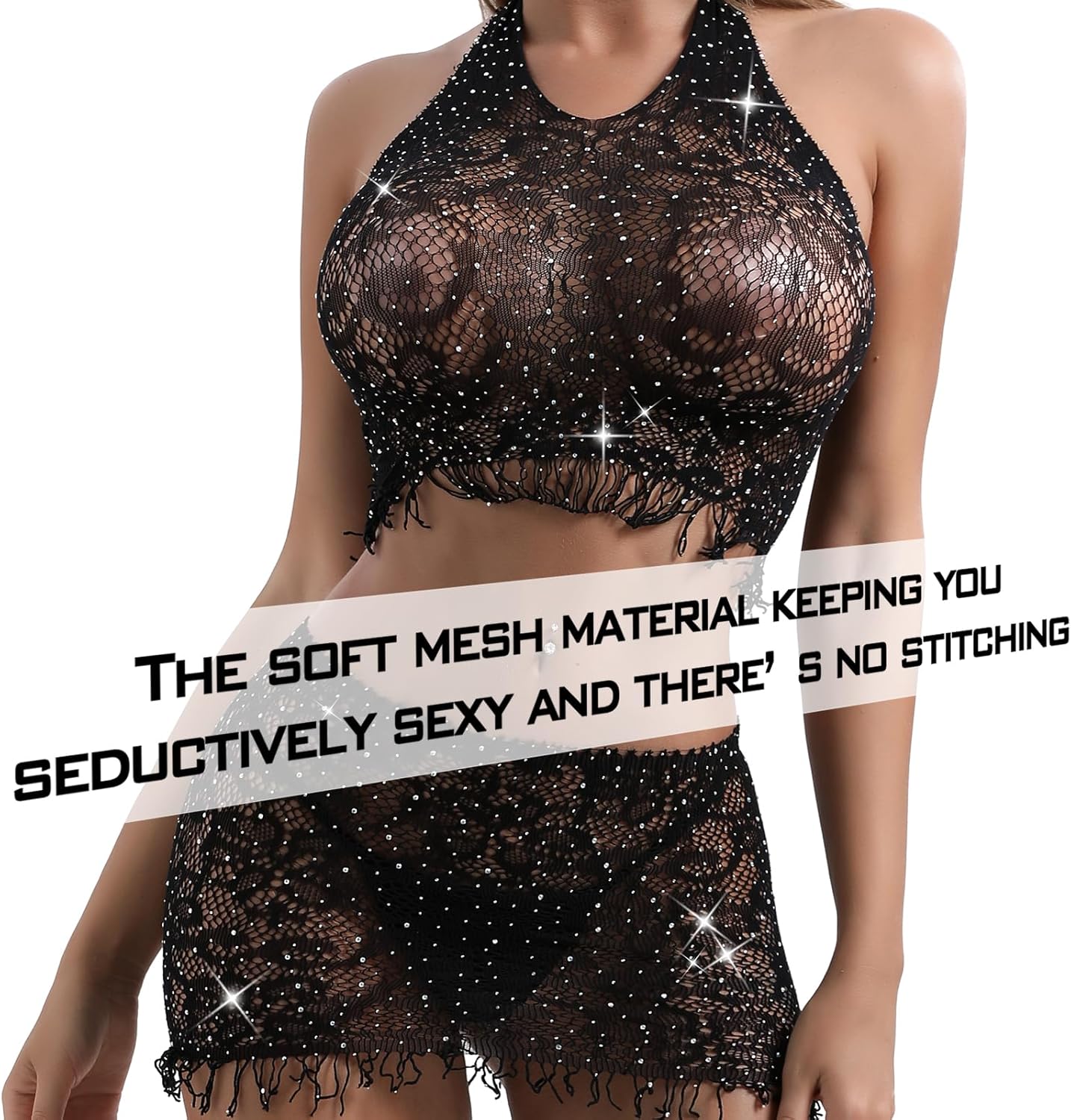 Fishnet Bodysuit Lingerie Set - Mesh Teddy Babydoll