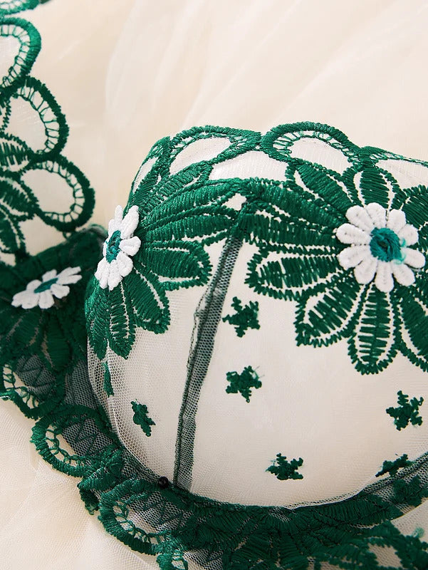 Blooming Chrysanthemum Set - 2 Piece Floral Lingerie