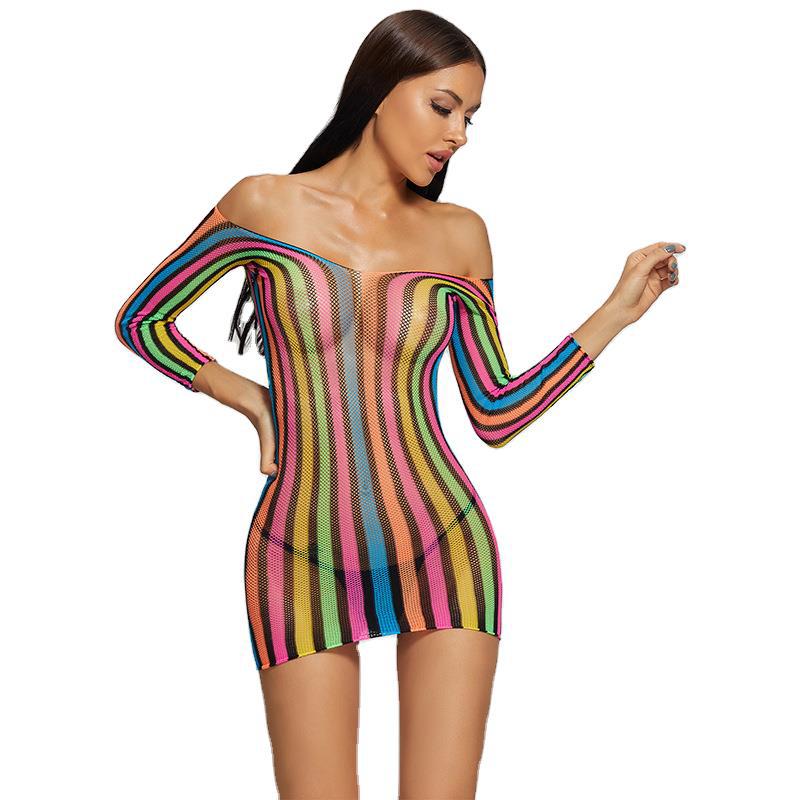 Bodycon Mesh Nightdress - One-Piece Sleepwear