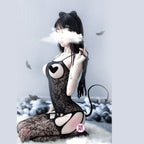 Elegant Allure Sheer Mesh Dress - One Piece with Stockings