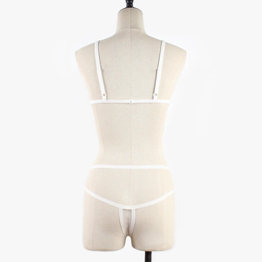 Midnight Corset Mesh Lingerie - Underwire Shapewear Set