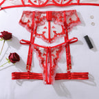 Sweetheart Embroidery Set - 4 Piece Waist Shaping Lingerie