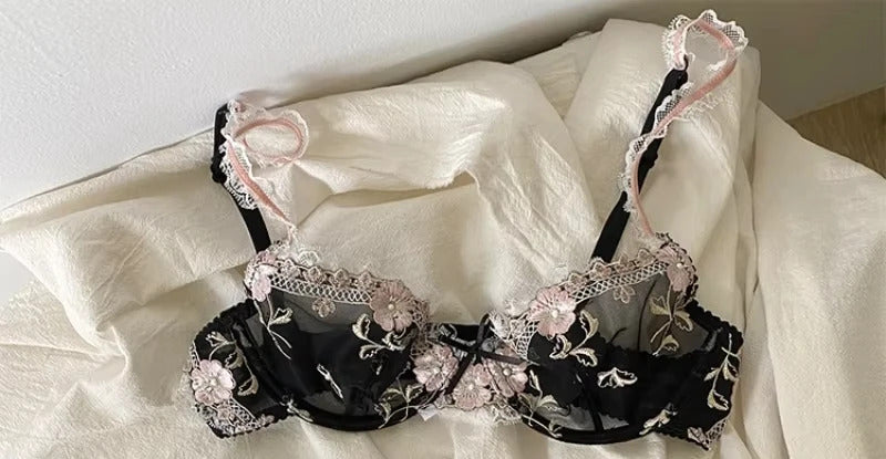 Lilac Dreams Lace and Tulle Set - Embroidered Lingerie