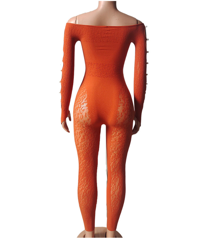 Plus Size Leopard Print Bodysuit - High Waist Slim Mesh Pajama Set