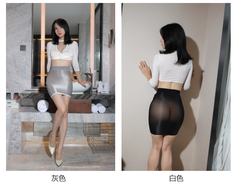 Glossy Sheer Mini Skirt - Transparent Design