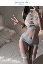 Striped Two Piece Lingerie Set - Bralette and Panty