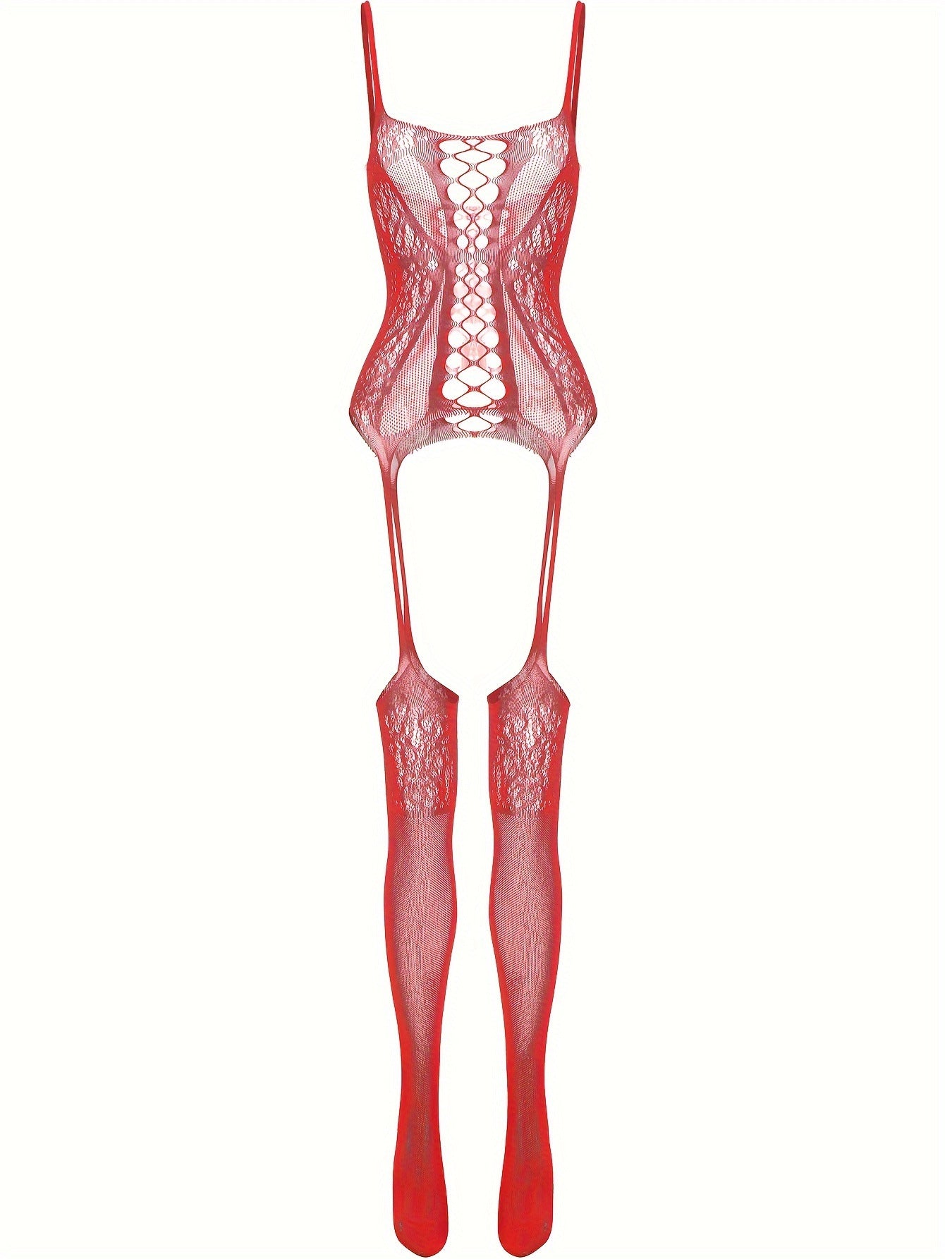 Jacquard Hollow Out Pantyhose - Women's Bodysuit Set