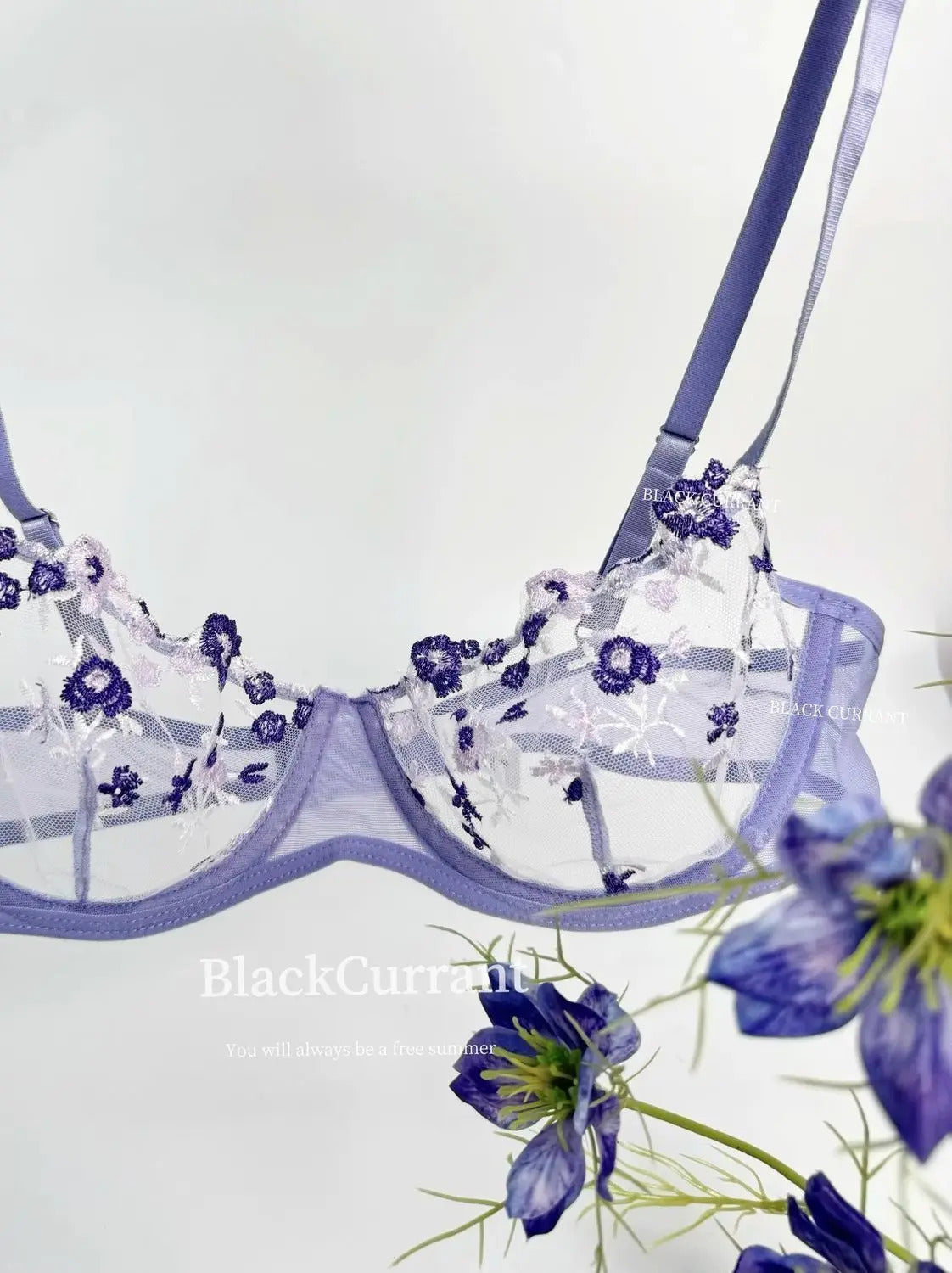 Parisian Nights Embroidered Lace Bralette - French Mesh Set