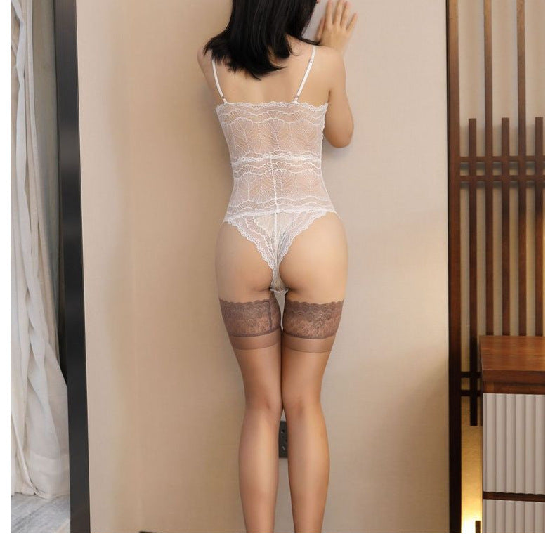 Non-Slip Lace Stockings - Glossy Thigh Highs