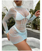 Rhinestone Mesh Dress - One Piece Jacquard Lingerie
