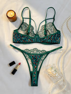 Wild Romance Leopard and Floral Set - Black Lace Lingerie
