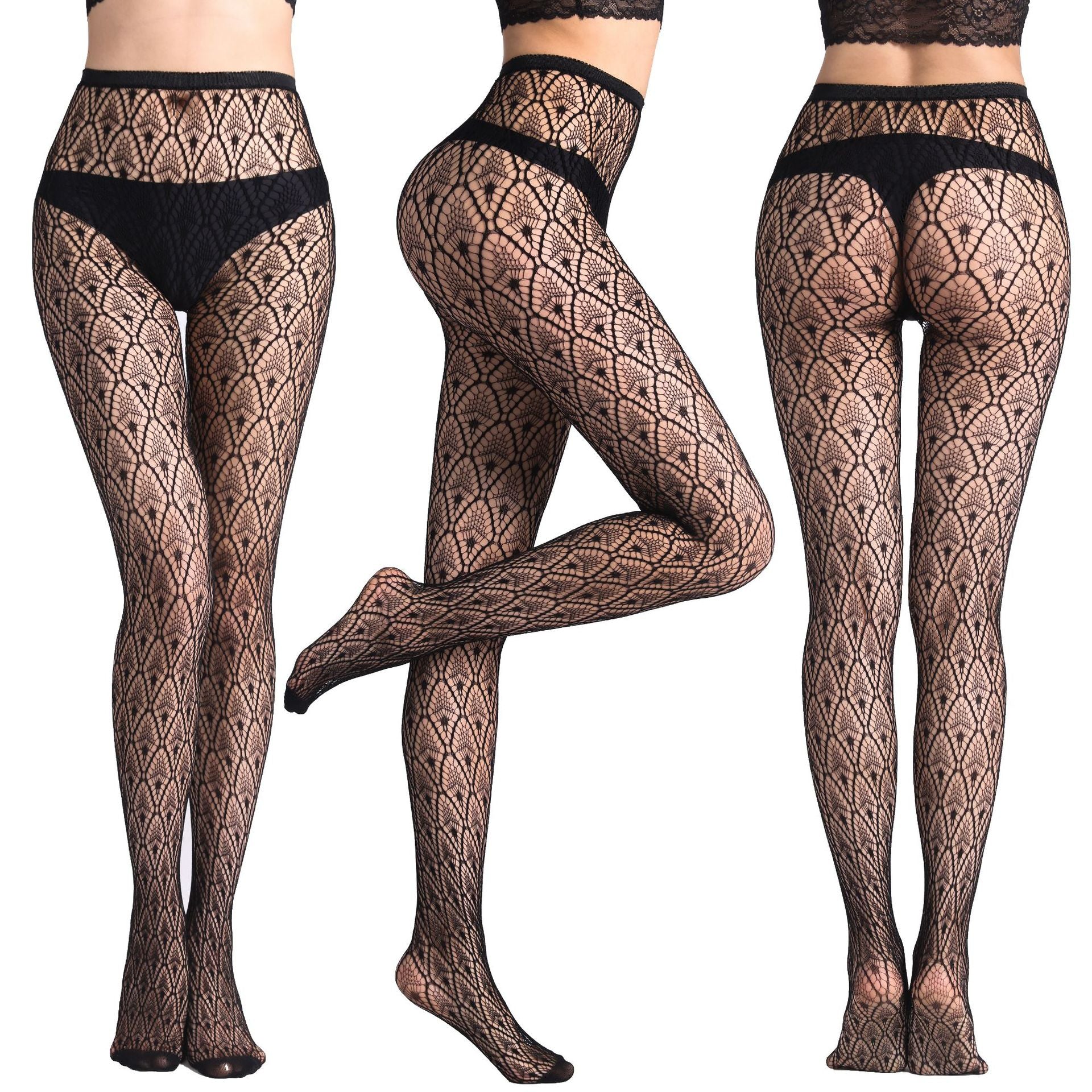 Fishnet Jacquard Pantyhose Set - Sleepwear Combo