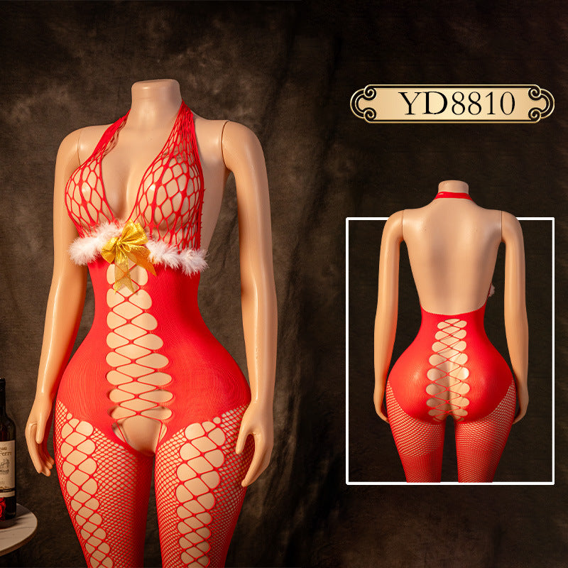 Christmas Mesh Nightdress Set - Holiday Sleepwear
