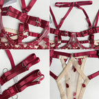 Romance in Straps Lace Lingerie - Elegant Bra and Panty Set