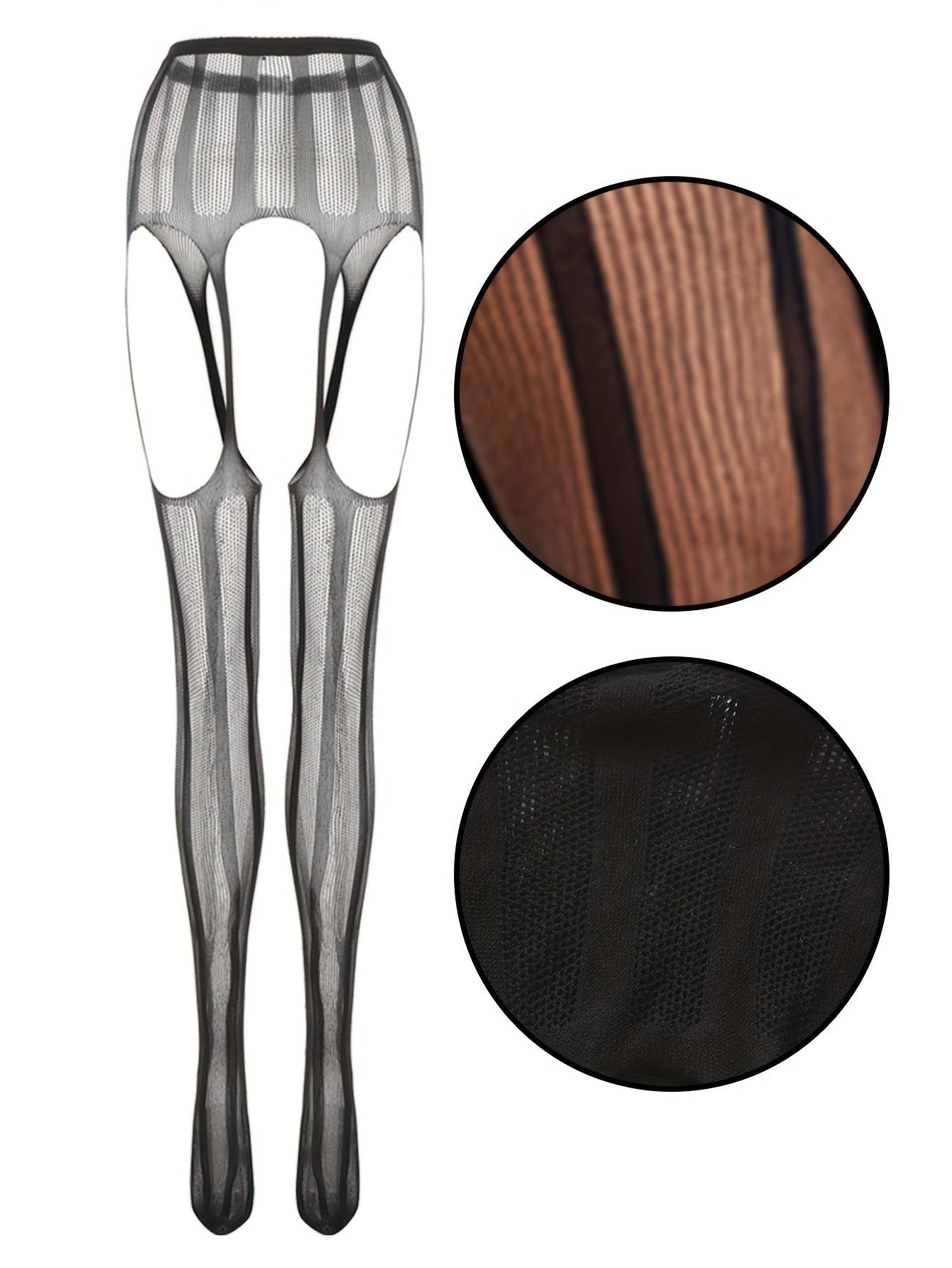 Jacquard Fishnet Pantyhose with Garter - Plus Size Tights