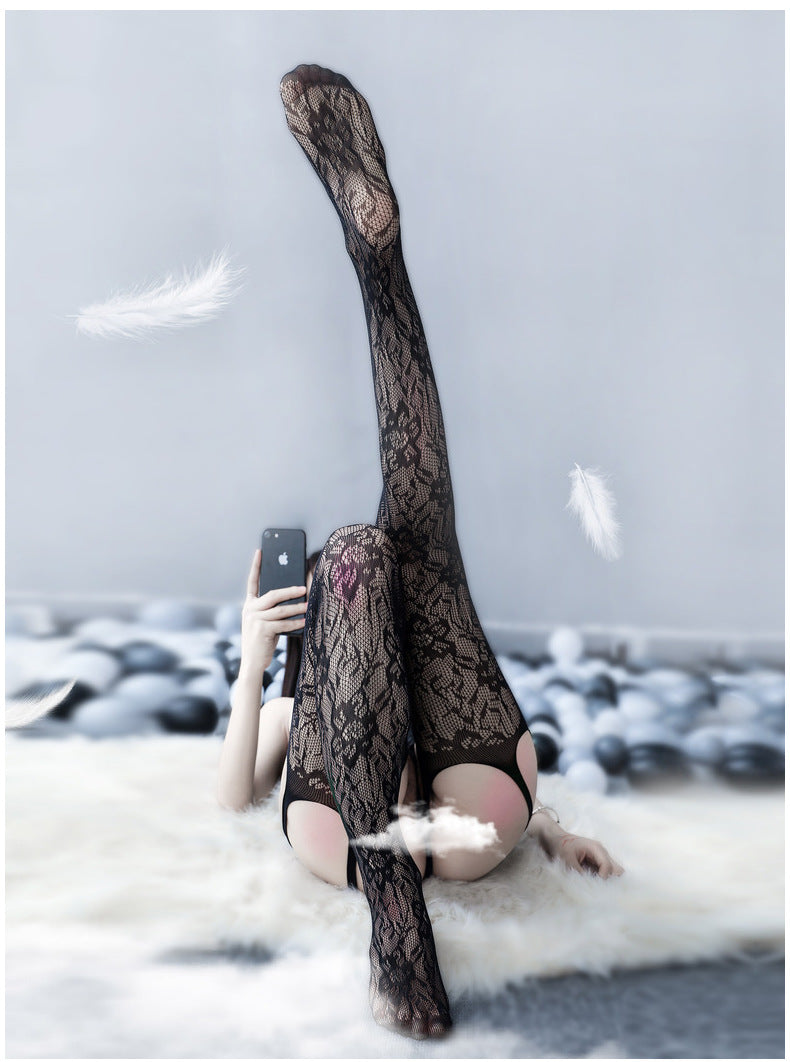 Elegant Allure Sheer Mesh Dress - One Piece with Stockings