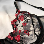 Enchanted Garden Embroidered Bra Set - Push Up Bralette