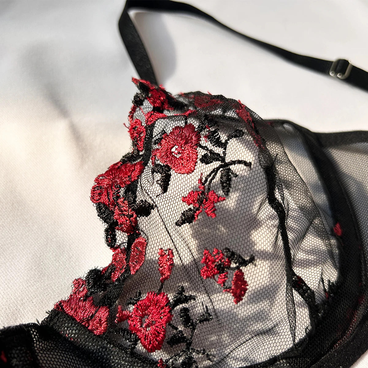 Enchanted Garden Embroidered Bra Set - Push Up Bralette