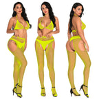 Rhinestone Mesh Dress with Stockings - Bikini Lingerie Set