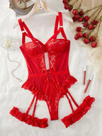Passion Rose Floral Lace Set - Garter & Choker Collection