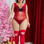 Festive Plus Size Christmas Mesh Set - Holiday Lingerie