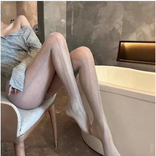 Vertical Striped Fishnet Stockings - High Waist Slim Fit Pantyhose