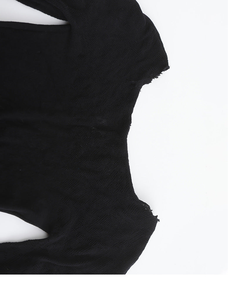 Mesh Bodycon Bodysuit - High Waist Long Sleeve Sleepwear