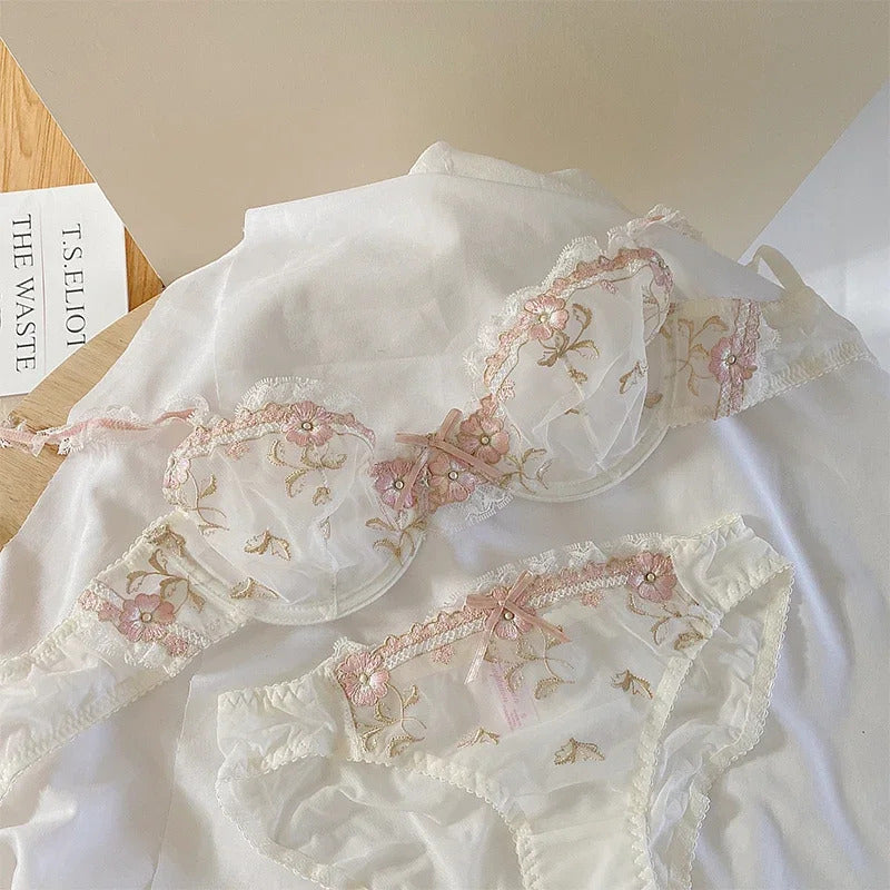 Lilac Dreams Lace and Tulle Set - Embroidered Lingerie