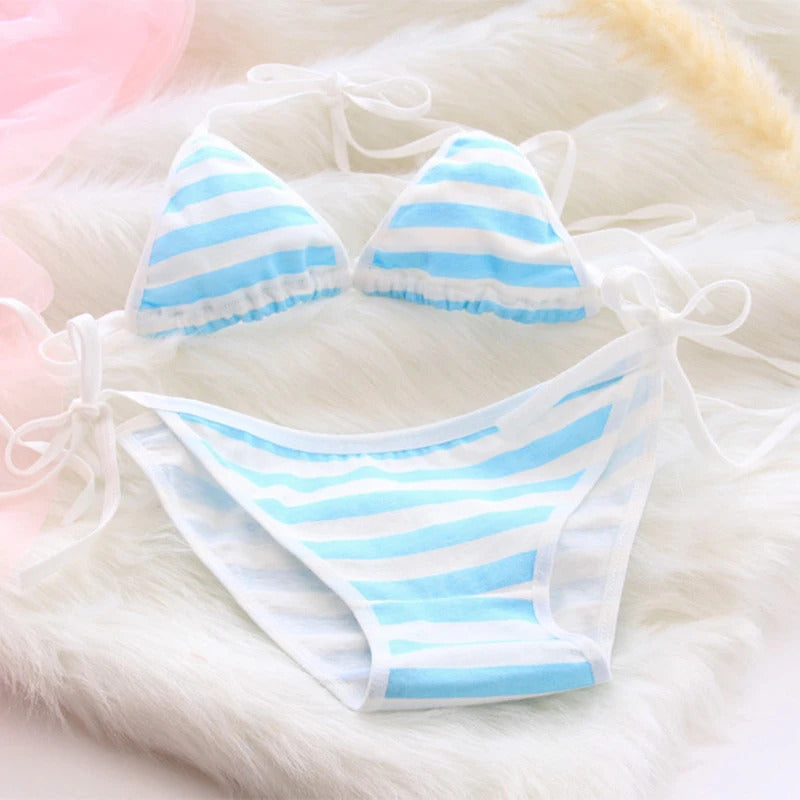 Sailor Stripes Cotton Bralette - Seamless Kawaii Set