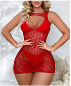 Hollow Mesh Jacquard Nightwear Set - One Piece Design